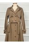 Hidden Pocket Buttoned Above-Waist Skirt & Belted Double-Breasted Collar Trench Coat Two-Piece Set Rc3080 - 2