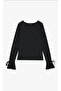 Women's Bluz with Tulle Lace Detail on Sleeves - 4