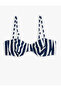 Underwire Striped Bikini Top with Detachable Strap Detail