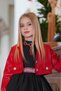 Girl's Zero Sleeve Waist Stone Stripe Detailed Skirt Layered Tulle Black Dress with Shiny Leather Jacket - 4