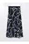 Patterned Chiffon Women's Pleated Skirt with Elastic Waist (S5) - 5