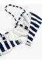 Underwire Striped Bikini Top with Detachable Strap Detail - 2