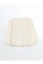 Lcw Kids Ecru Crew Neck Floral Girl's Shirt - 3