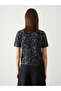Anthracite Crew Neck Leopard Print Women's Knitwear Sweater - 4