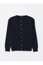 Lcwaikiki Classic Navy Blue Crew Neck Women's Knitwear Cardigan - 5