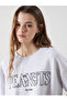 Gray Crew Neck Snoopy Printed Oversize Women's Sweatshirt - 3
