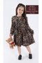 Girl Leopard Print Sleeve Ruffle Detailed Dress - 2