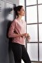 Women Round Neck Long Sleeves Knit Sweatshirt, Dusky Pink