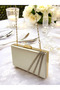 Skin Color Satin Cross Crystal Stone Women's Evening Dress Bag - 4