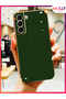 Dark Green Edges Gold Detailed Luxury Silicone Case for Samsung Galaxy S21 Fe