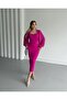 Women's Imported Scuba Fabric Collar Stone Embroidered Sleeves Pleated Sleeve Button Detailed Lined Design Dress - 6
