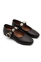 Brianna Bitter Brown Leather Buckle Detail Women's Ballerinas - 3