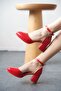 Women's Penida Platform Heeled Shoes - Red- Patent Leather - 4