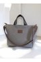 Zippered Medium Size Waxed Canvas Anthracite Color Handbag / Cross Strap