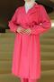 Moon Piece Detailed Suit Fuchsia - 3
