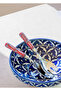 Corallo Handmade Blue Ceramic Salad and Presentation Bowl - Large Size with Metal Base (32X13 cm) - 7