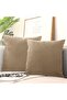 Beige Throw Pillow Cover Set of 4 - Hidden Zipper - Velvet Texture - 2