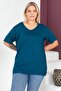 Plus Size New Season Comfort Model Crew Neck Short Sleeve Combed Cotton Slit Tunic T-Shirt