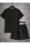 Black California Printed Bottom Top Shorts T-Shirt Set - 4
