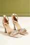 Aldis Tan Satin Stone Detailed Shoes - 3