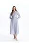Blue Striped Belted Women's Midi Dress