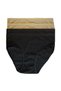 4 Pieces Women's Cotton Ribbed High Waist Bato Panties 2 Pieces Black, 2 Pieces Cream
