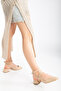 D0351 Women's Open Back Square Toe Low Classic Heeled Shoes - 5