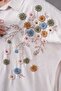 Women's Floral Print Embroidered Linen Oversized Shirt - 3
