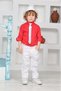 Boy's Red Long Sleeve Shirt Tie White Pants Suit April 23 October 29 Show Outfit
