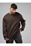 Unisex Basic Crew Neck Φούτερ Καφέ - 3