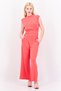 Women Plain Sleeveless Belt Detail Jumpsuit, Paradise Pink
