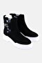 Women Alpargata Combat Slip On Ankle Boots, Black
