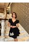 Women S Stylish Mini Dress with Black Corset - V-Neck Short Sleeve Invitation Dress