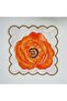 6 Pieces Cup Compatible Poppy Flower Designed Embroidery Edge Fabric Cocktail Napkin - 2