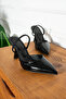 8.5 cm Elastic Open Back Thin Heeled Pointed Front Patent Leather Classic Shoes - 4