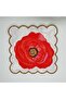 6 Pieces Cup Compatible Poppy Flower Designed Embroidery Edge Fabric Cocktail Napkin - 4