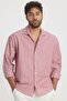 Premium Men's Striped Red Linen Shirt Ls-13024