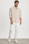 Premium Men's Striped Ecru Linen Shirt Ls-13024 - 4