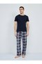 Men's Patterned Pocketed Elastic Waist Pajama Bottom Dark Navy - 5