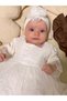 Carmen Dress 100% Cotton Jersey Tulle Lace Newborn Baby Girl Religious Ceremony and Special Occasion Bandana Set