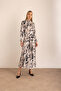 Patterned Dress with Drape Collar - 2