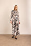 Patterned Dress with Drape Collar