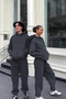 Women Men Trend Model Couples Special 3 Yarn Oversize Single Tracksuit Set