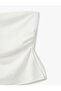 Crepe Scuba Fabric Drape Detailed Asymmetrical Strapless Body - 5