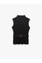 Viscose Fabric Belt Detailed Stand Collar Tank Top - 3