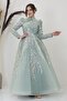 Kayra Evening Dress with Applique Embroidered Cape on the Front - 2