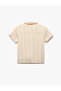 Cotton Pocket Detailed Striped Short Sleeve Muslin Shirt - 2