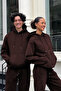 Women Men Trend Model Couples Special 3 Yarn Oversize Single Tracksuit Set - 3