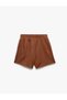 Regular Fit Pocketed Waist Laced Regular Leg Mini Shorts - 4