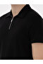 Black Slim Fit Zippered Polo Collar T-Shirt 50302586-Vr046 - 7